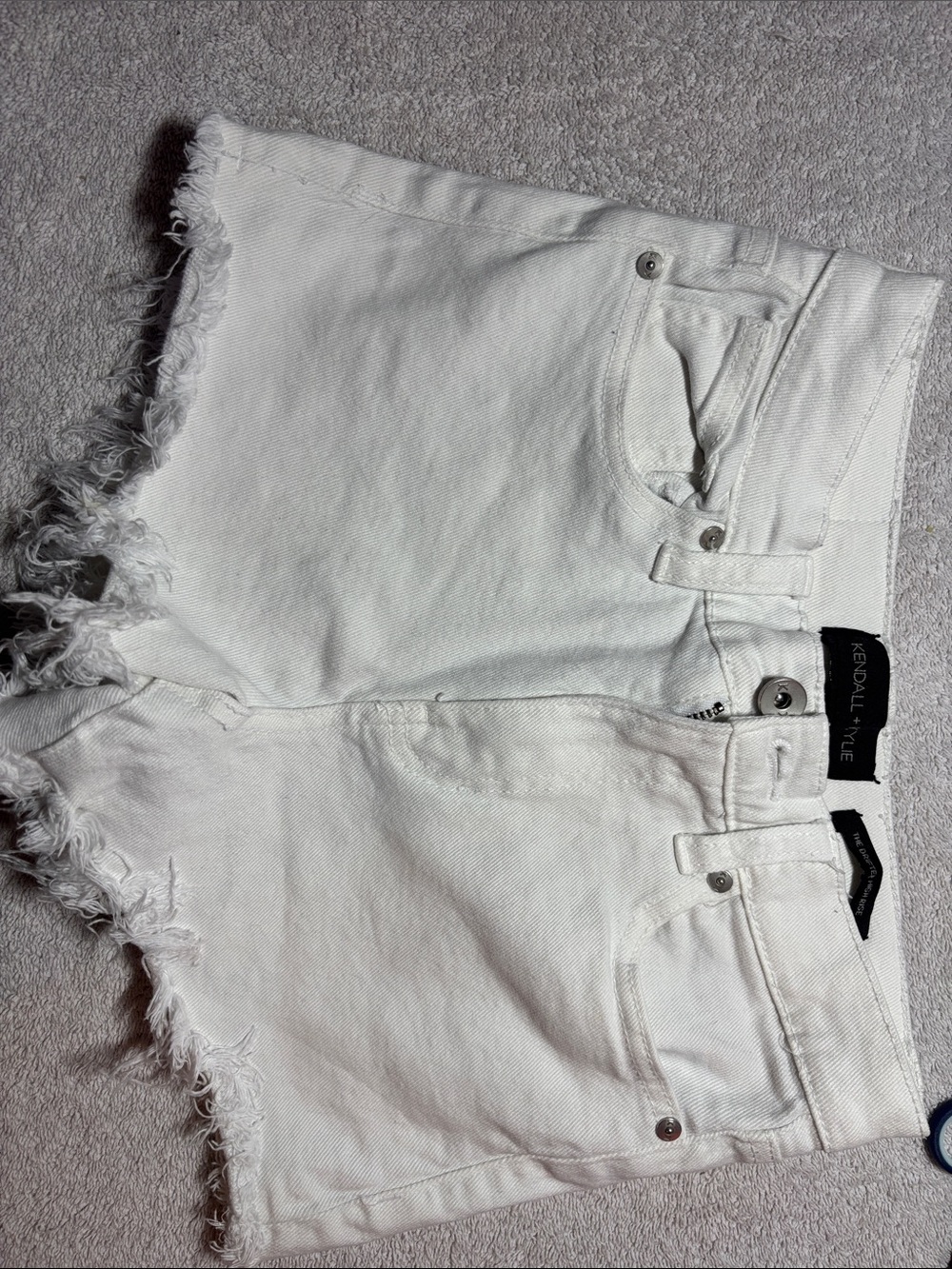 Kendall & Kylie White Frayed Denim Cutoff Shorts